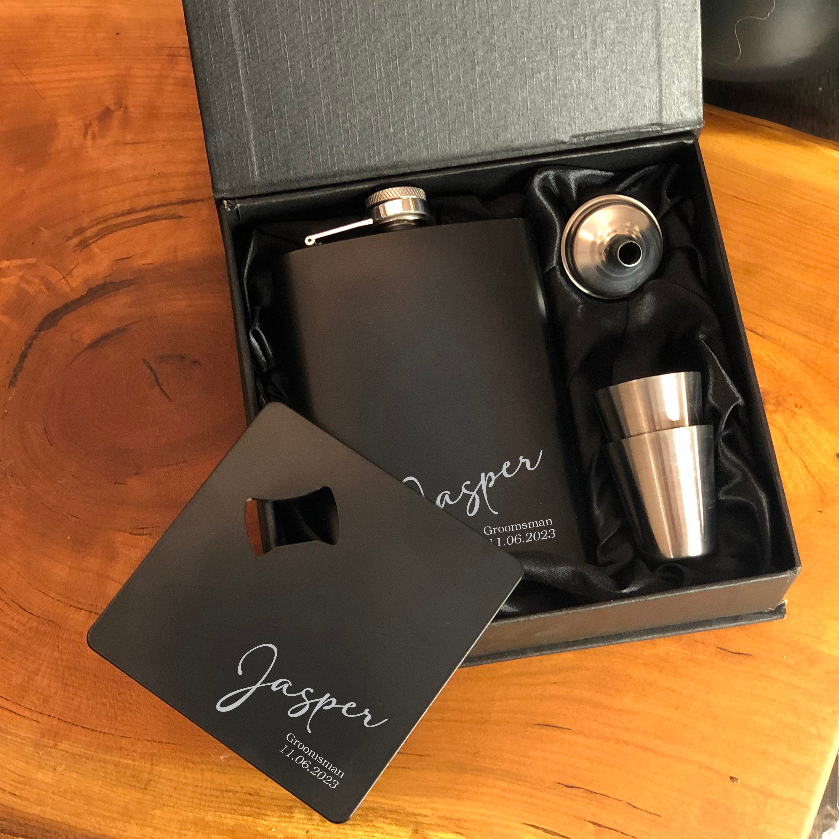 Amazon.com | Flask Gift Set With 2 Shots. 8 Oz Hip Flask, Stainless Steel &  Stamped Leather Wrapped Style With Gift Box. Christmas Gift For Men, Dad,  brother or Groom. (QV BLUE): Flasks