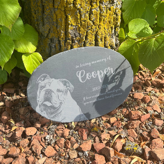 Pet Paw or Face Print Memorial Stone -  OVAL LARGE SIZE