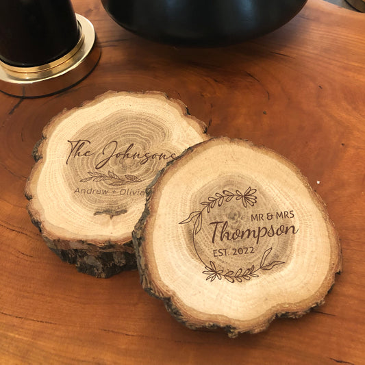 Personalized Natural Wooden Home Deco Coasters