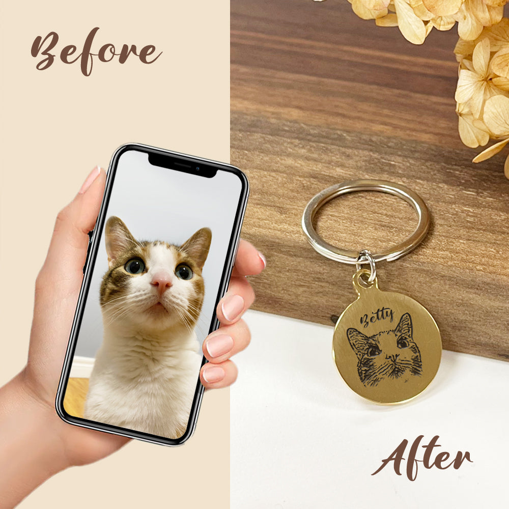 Pet Photo Engraved Keychain